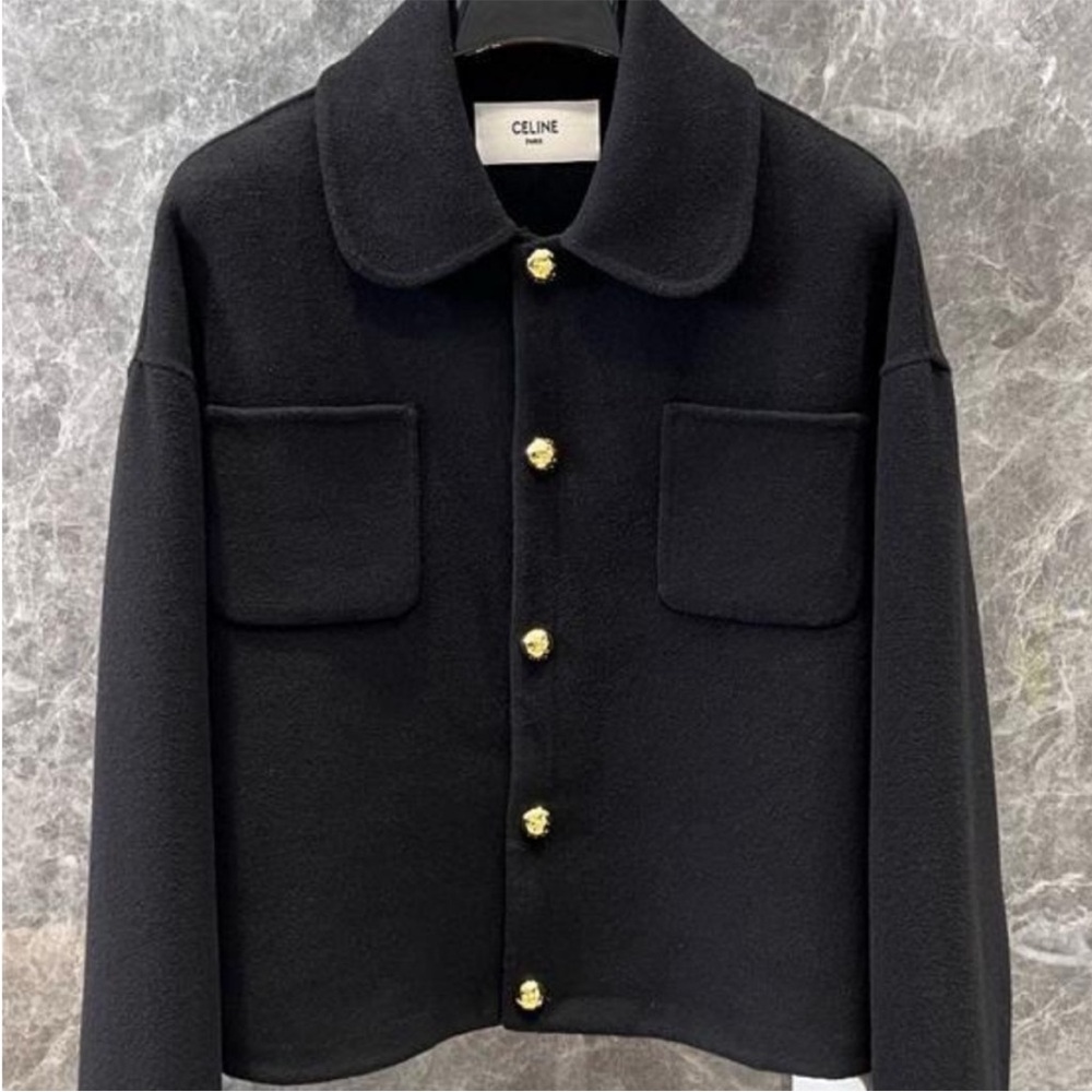 Celine Black Blazer jacket drop shoulder gold buttons